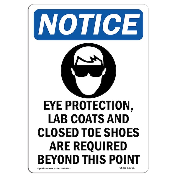 Signmission OSHA Notice Sign, Eye Protection Lab With Symbol, 10in X 7in Rigid Plastic, 7" W, 10" H, Portrait OS-NS-P-710-V-12361 - main